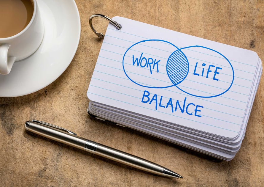 Work life balance displayed on a notepad